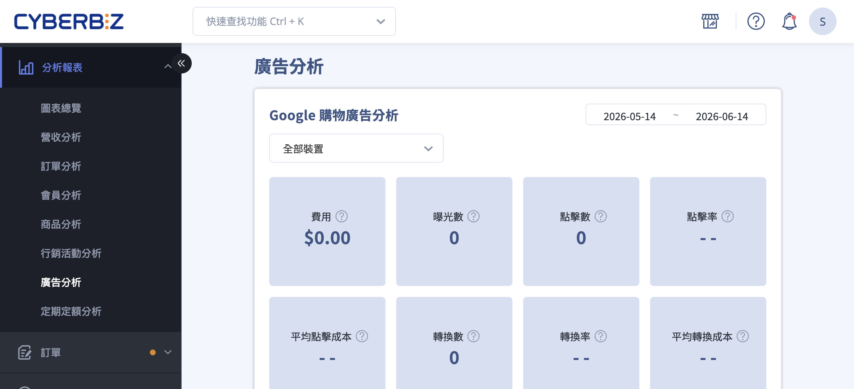 廣告分析頁面