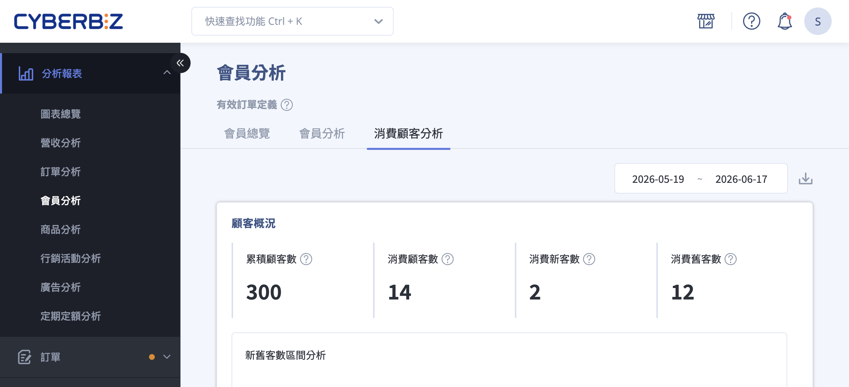 消費顧客分析頁面