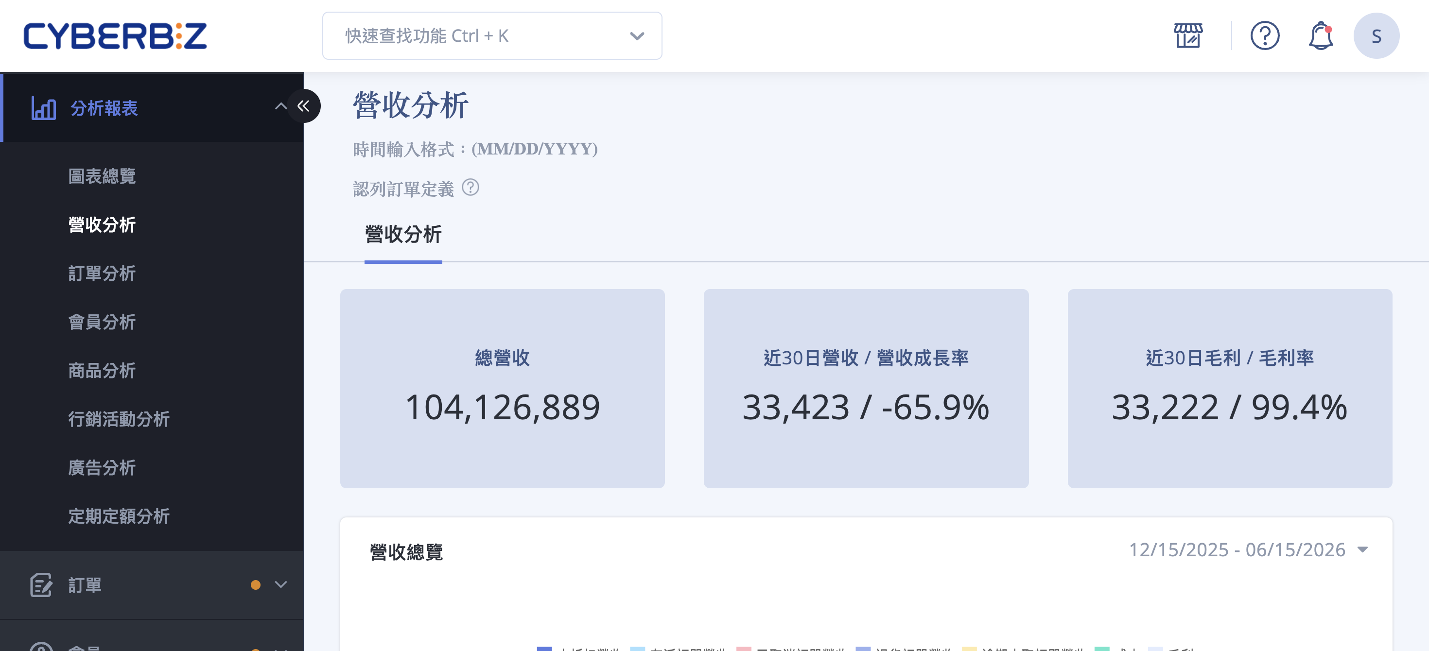 營收分析頁面